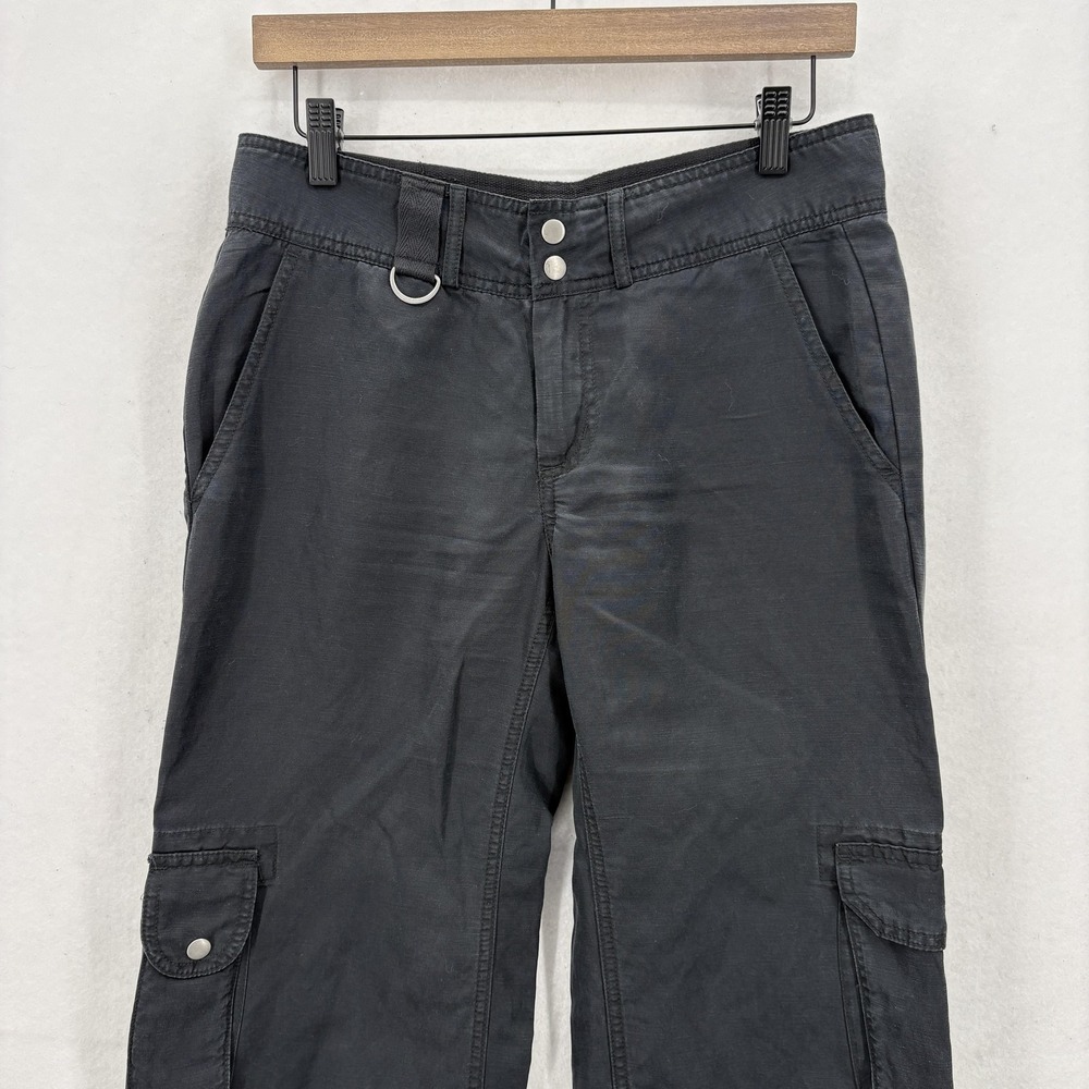 Anthropologie Aviator Cargo Pants Womens 2 Black Linen Blend Utility Taper Camp - Picture 2 of 15
